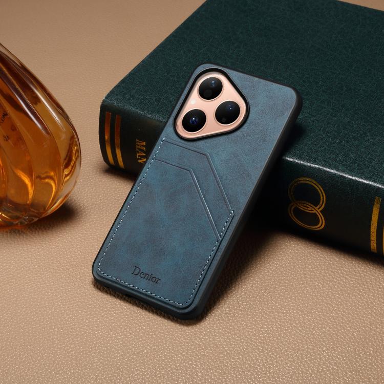 For Huawei Pura 80 5G Denior D09 PU Dual Card Slot Back Cover Phone Case