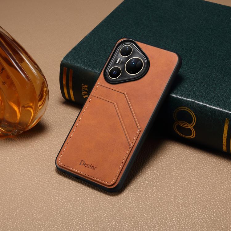 For Huawei Pura 80 Ultra 5G Denior D09 PU Dual Card Slot Back Cover Phone Case