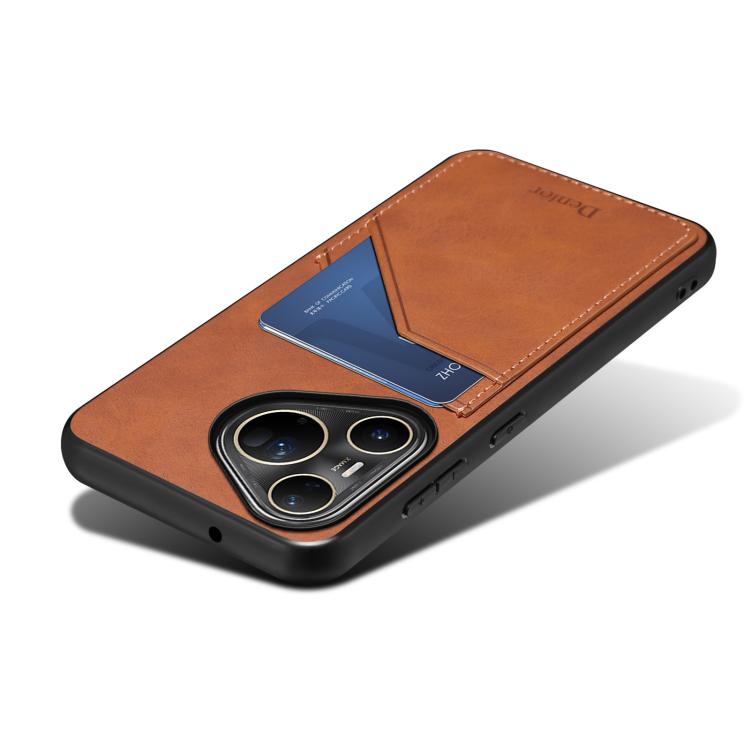 For Huawei Pura 80 Ultra 5G Denior D09 PU Dual Card Slot Back Cover Phone Case