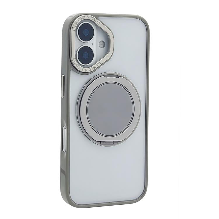 For iPhone 16 Plus Semi-Transparent 360 Rotation Holder MagSafe Phone Case