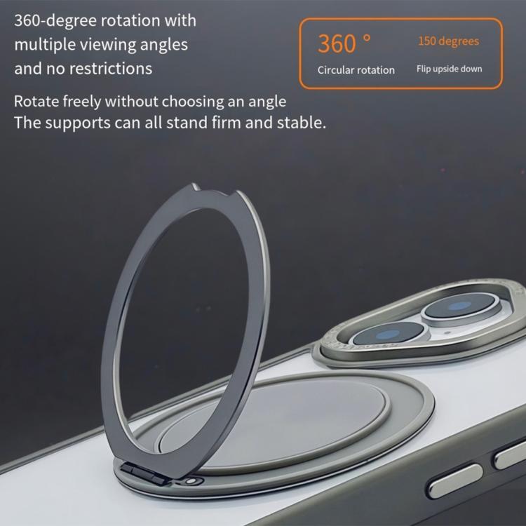 For iPhone 16 Plus Semi-Transparent 360 Rotation Holder MagSafe Phone Case