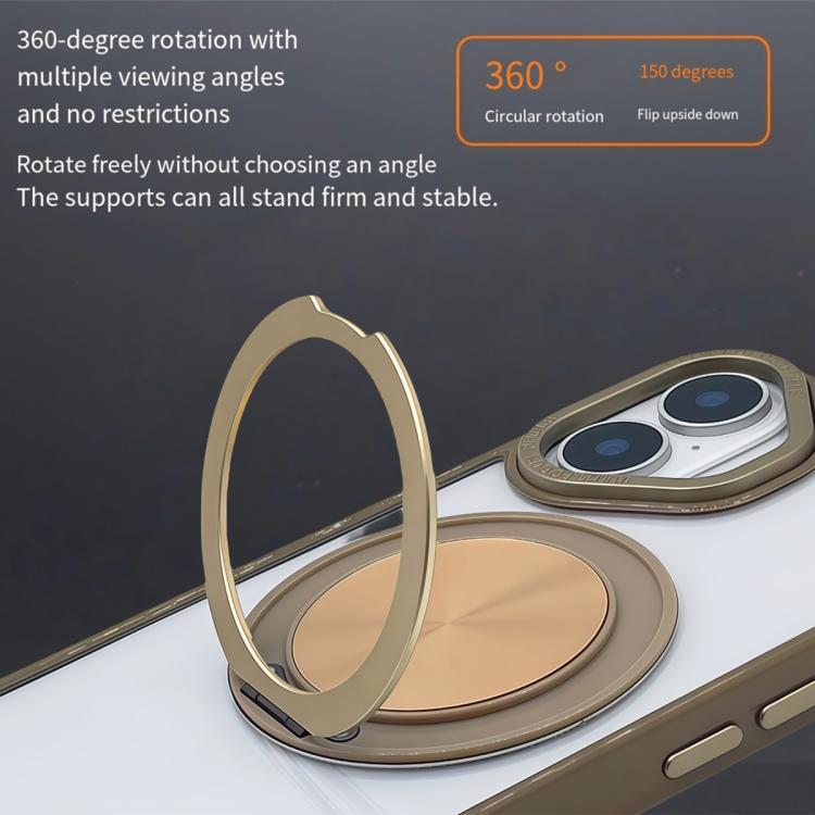 For iPhone 16 Plus Semi-Transparent 360 Rotation Holder MagSafe Phone Case