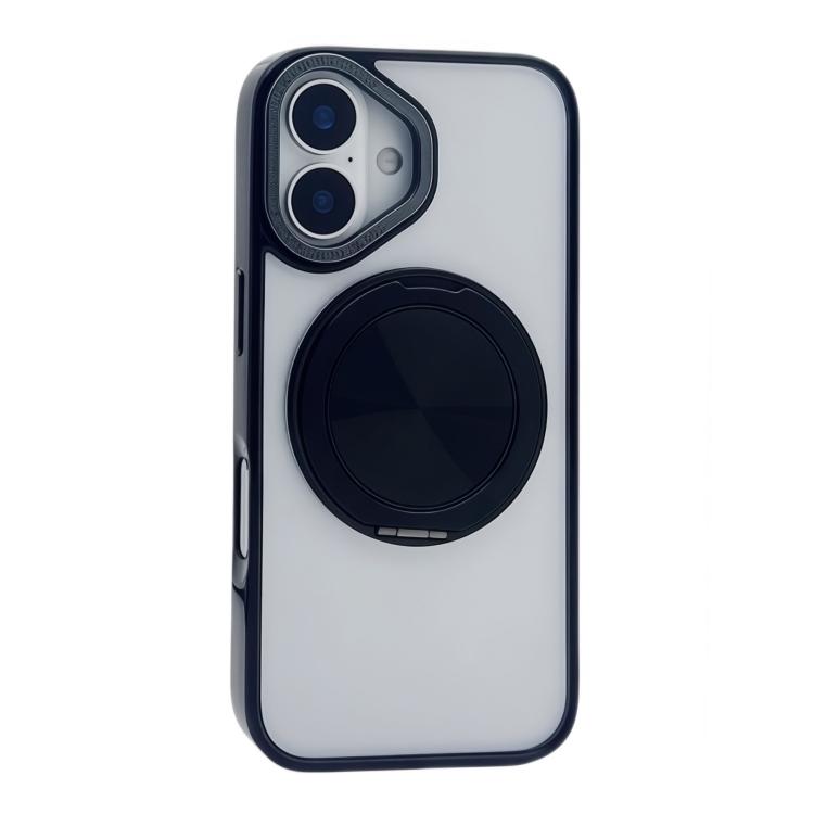 For iPhone 16 Semi-Transparent 360 Rotation Holder MagSafe Phone Case