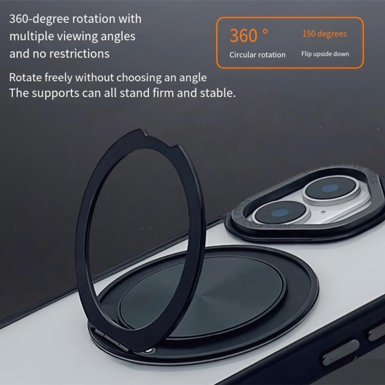 For iPhone 16 Semi-Transparent 360 Rotation Holder MagSafe Phone Case