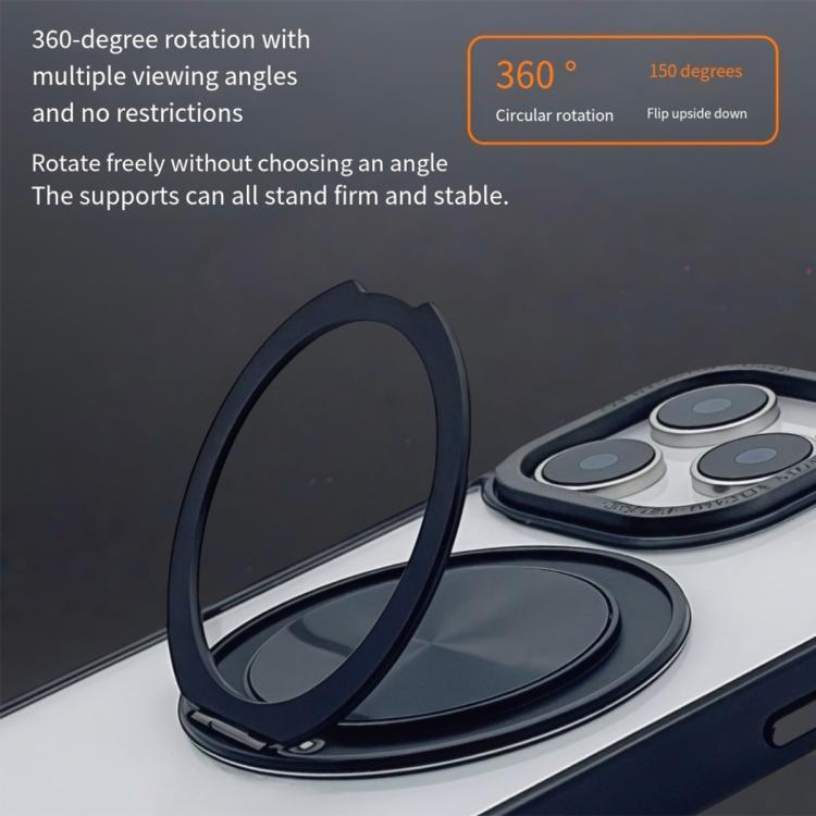 For iPhone 15 Pro Max Semi-Transparent 360 Rotation Holder MagSafe Phone Case