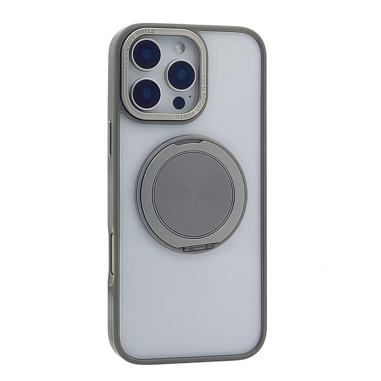 For iPhone 15 Pro Max Semi-Transparent 360 Rotation Holder MagSafe Phone Case