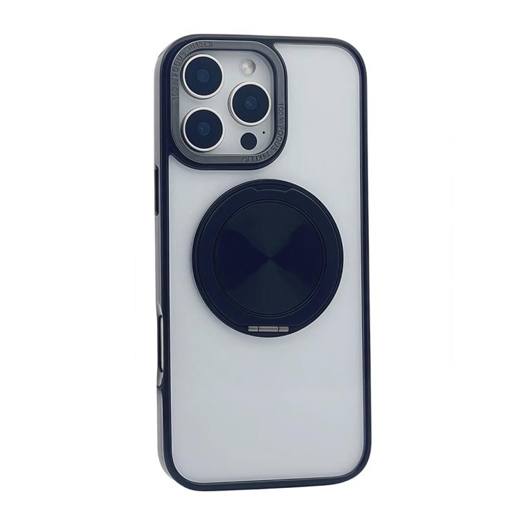 For iPhone 15 Pro Semi-Transparent 360 Rotation Holder MagSafe Phone Case