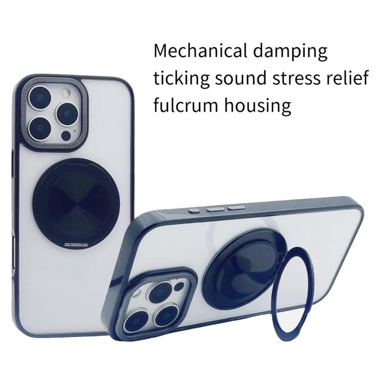 For iPhone 15 Semi-Transparent 360 Rotation Holder MagSafe Phone Case