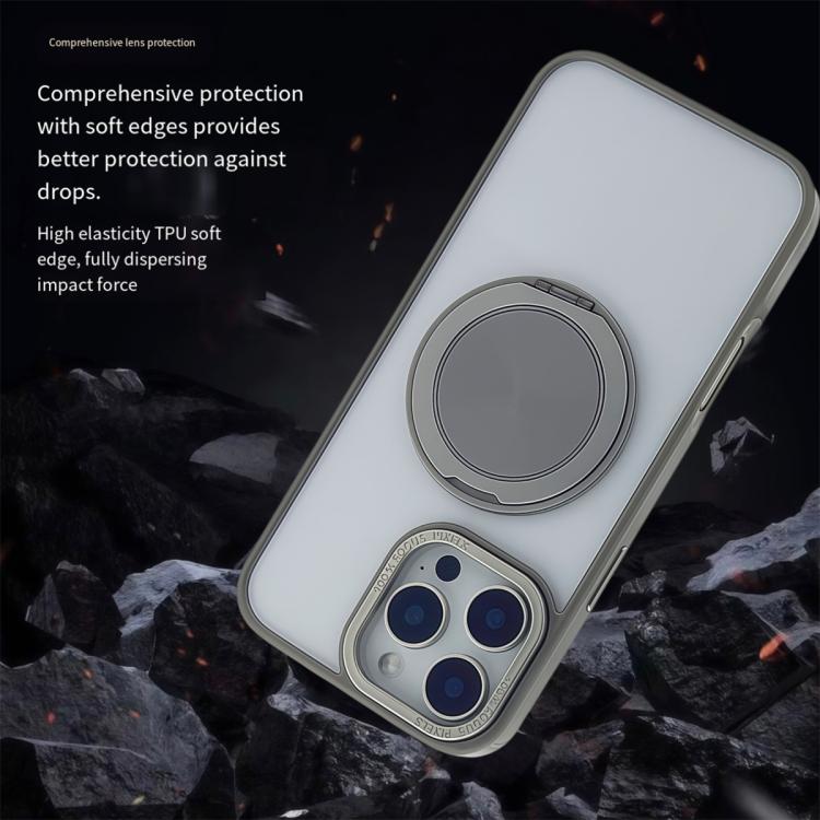 For iPhone 14 / 13 Semi-Transparent 360 Rotation Holder MagSafe Phone Case