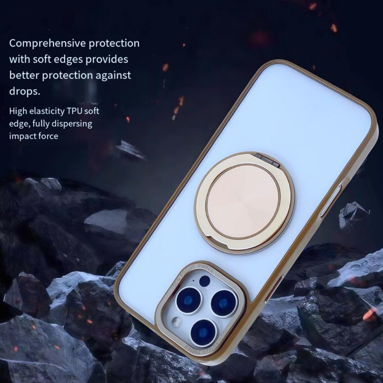 For iPhone 14 / 13 Semi-Transparent 360 Rotation Holder MagSafe Phone Case