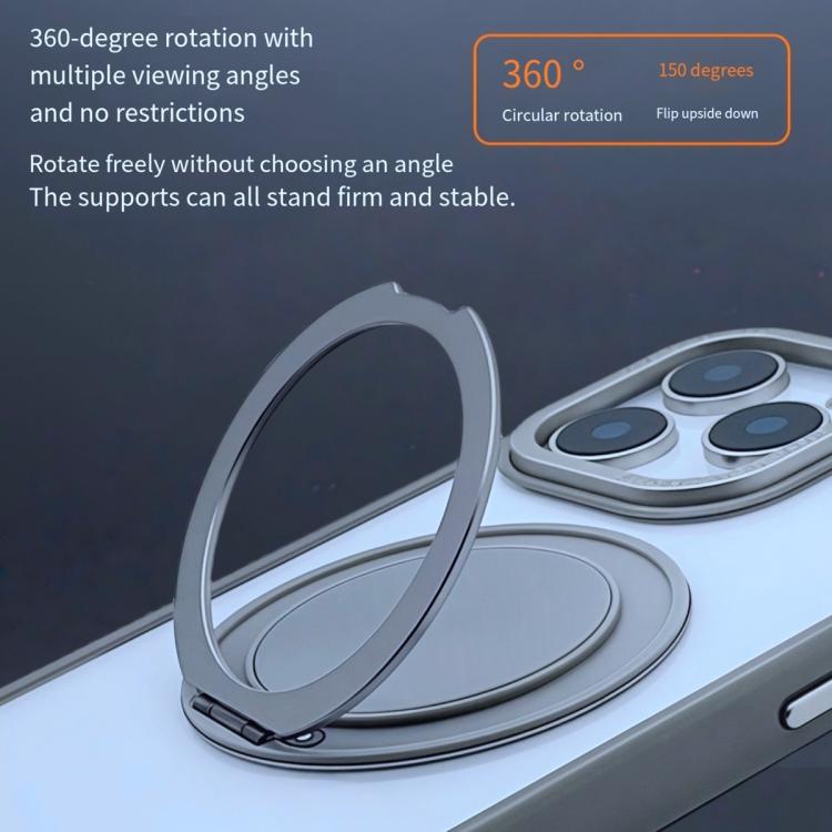 For iPhone 13 Pro Semi-Transparent 360 Rotation Holder MagSafe Phone Case