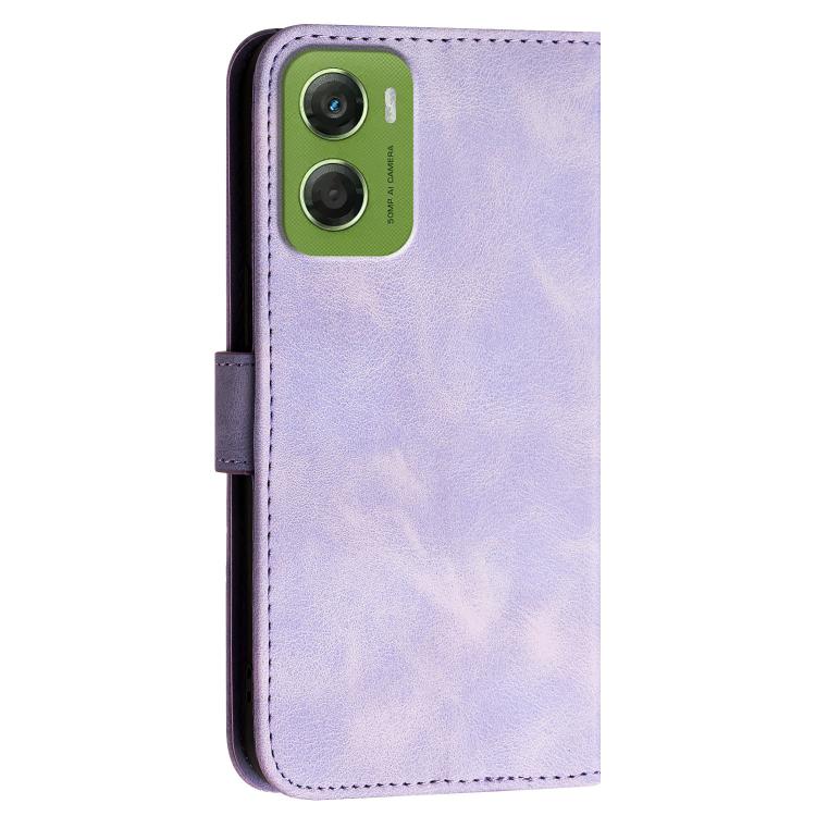 For Motorola Moto G06 4G / G06 Power 4G Grid Butterfly Embossed Pattern Leather Phone Case with Lanyard