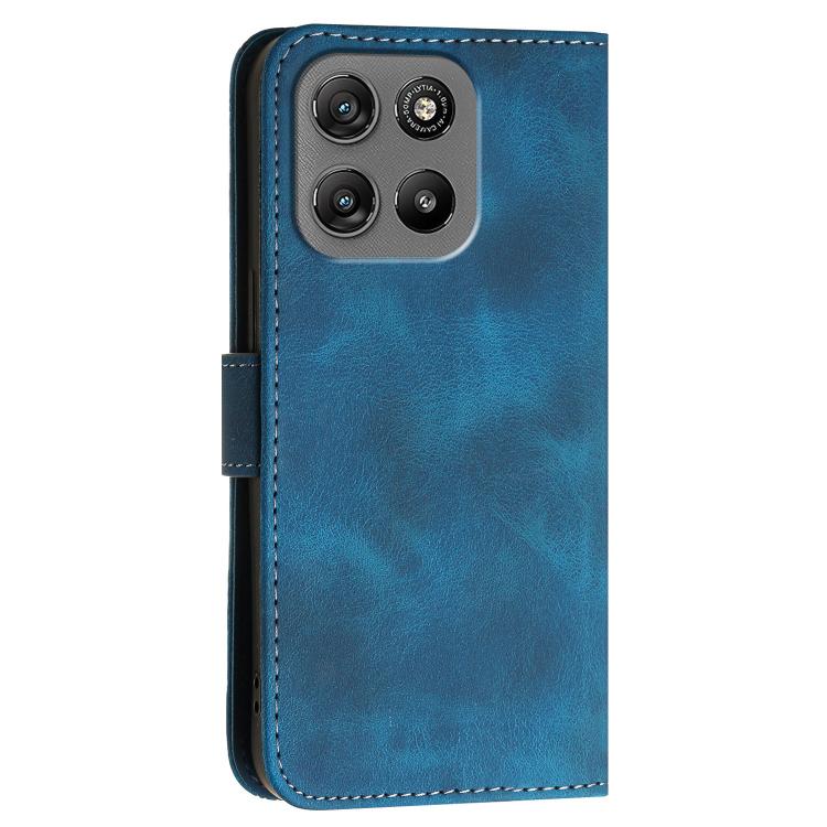For Motorola Moto G67 Power 5G Grid Butterfly Embossed Pattern Leather Phone Case with Lanyard