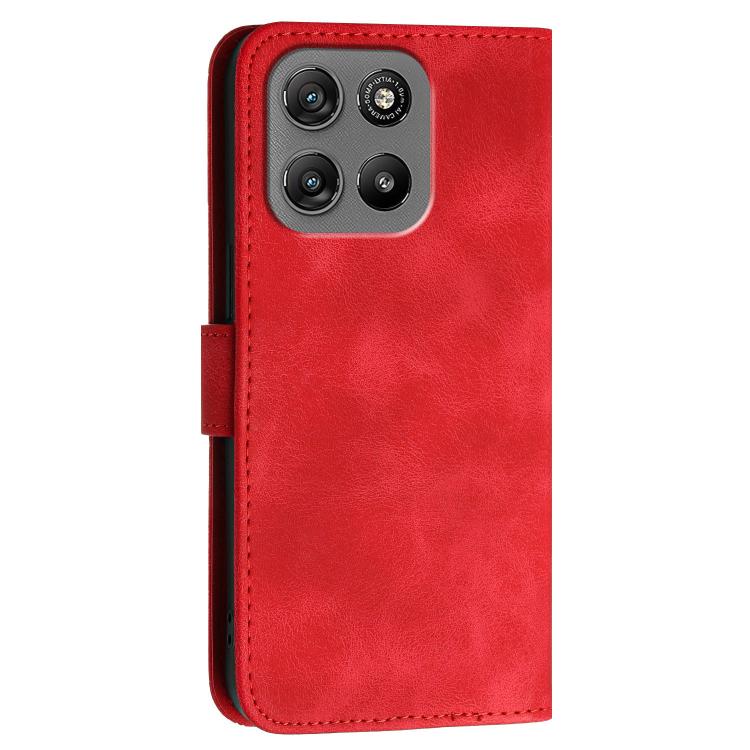 For Motorola Moto G67 Power 5G Grid Butterfly Embossed Pattern Leather Phone Case with Lanyard