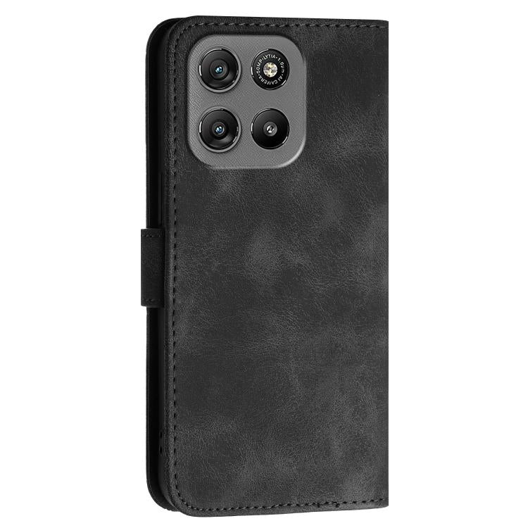 For Motorola Moto G67 Power 5G Grid Butterfly Embossed Pattern Leather Phone Case with Lanyard