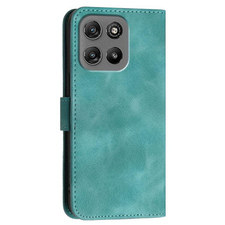 For Motorola Moto G67 Power 5G Grid Butterfly Embossed Pattern Leather Phone Case with Lanyard