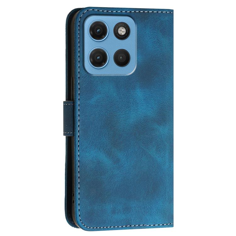 For Motorola Moto G67 5G / G77 5G Grid Butterfly Embossed Pattern Leather Phone Case with Lanyard