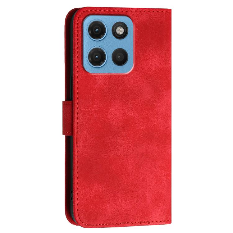 For Motorola Moto G67 5G / G77 5G Grid Butterfly Embossed Pattern Leather Phone Case with Lanyard