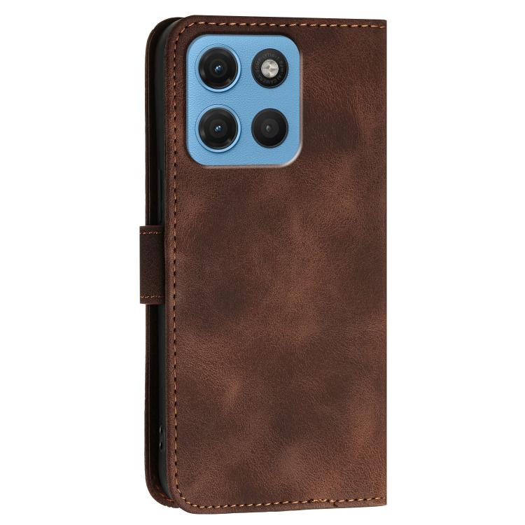 For Motorola Moto G67 5G / G77 5G Grid Butterfly Embossed Pattern Leather Phone Case with Lanyard
