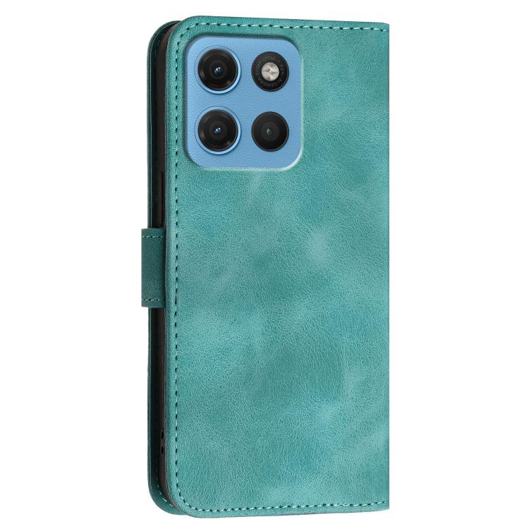 For Motorola Moto G67 5G / G77 5G Grid Butterfly Embossed Pattern Leather Phone Case with Lanyard