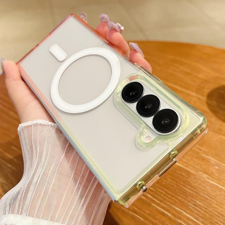 For Galaxy Z Fold7 5G Contrast Color Gradient Transparent MagSafe Phone Case