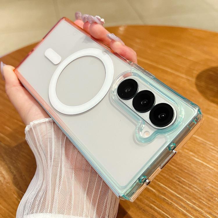For Galaxy Z Fold7 5G Contrast Color Gradient Transparent MagSafe Phone Case