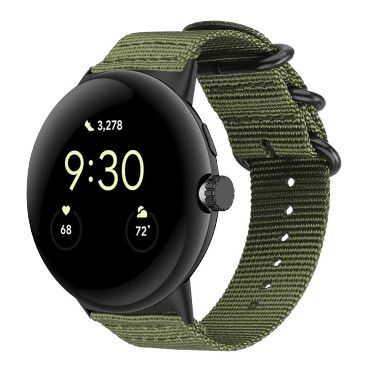 For Google Pixel 4 / 3 / 2 / 1 41mm xDfind Ring Buckle Nylon Canvas Watch Band