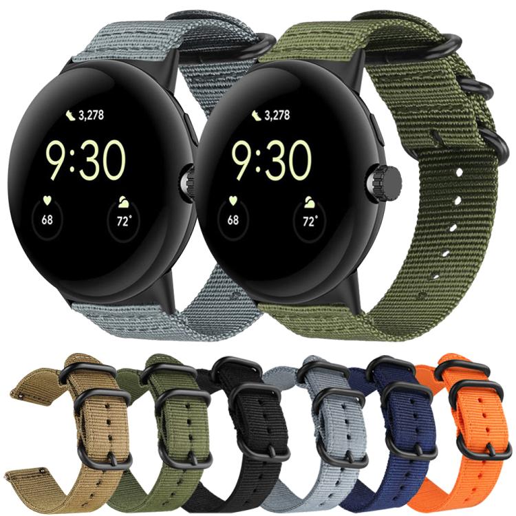 For Google Pixel 4 / 3 / 2 / 1 41mm xDfind Ring Buckle Nylon Canvas Watch Band