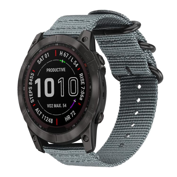 For Garmin Fenix 8/7X/6X/5X 26mm xDfind Ring Buckle Nylon Canvas Watch Band