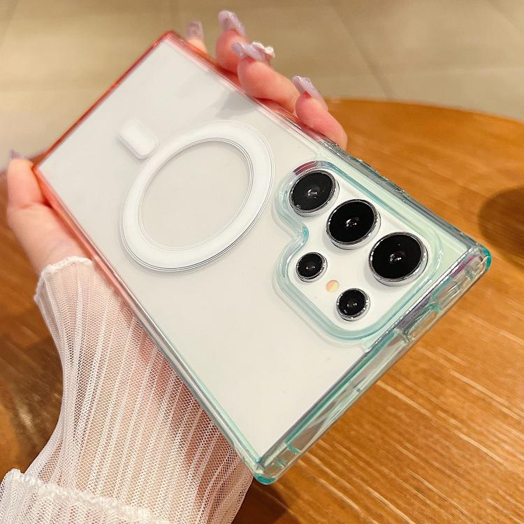 For Samsung Galaxy S21 Ultra 5G Contrast Color Gradient Transparent MagSafe Phone Case