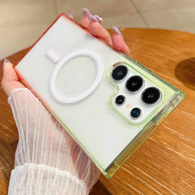 For Samsung Galaxy S22 Ultra 5G Contrast Color Gradient Transparent MagSafe Phone Case