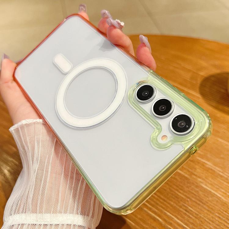 For Samsung Galaxy S23 5G Contrast Color Gradient Transparent MagSafe Phone Case
