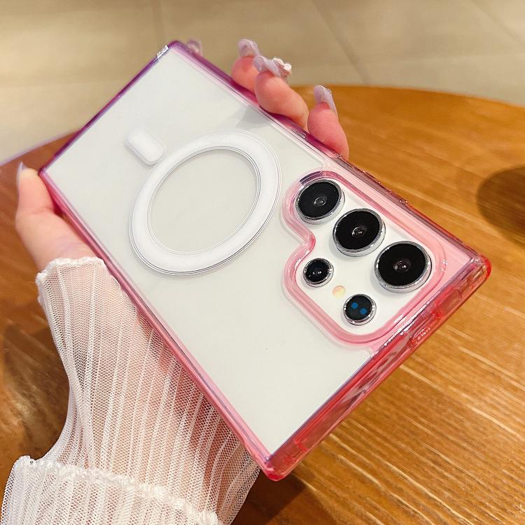 For Samsung Galaxy S23 Ultra 5G Contrast Color Gradient Transparent MagSafe Phone Case