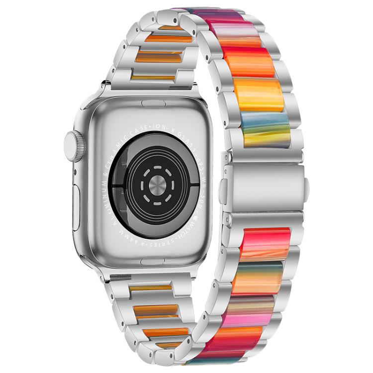 For Apple Watch 42 / 44 / 45 / 46 / 49mm xDfind Three Beads Metal Resin Watch Band