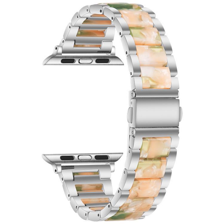 For Apple Watch 42 / 44 / 45 / 46 / 49mm xDfind Three Beads Metal Resin Watch Band