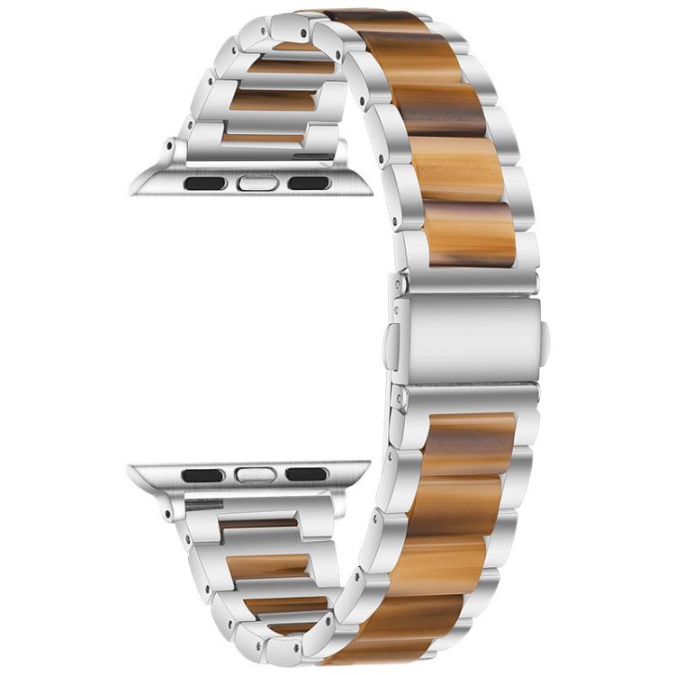 For Apple Watch 42 / 44 / 45 / 46 / 49mm xDfind Three Beads Metal Resin Watch Band