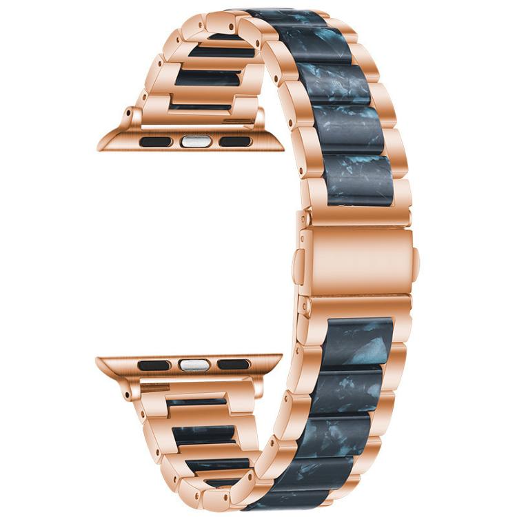For Apple Watch 42 / 44 / 45 / 46 / 49mm xDfind Three Beads Metal Resin Watch Band