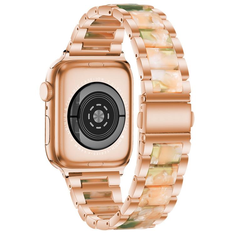 For Apple Watch 42 / 44 / 45 / 46 / 49mm xDfind Three Beads Metal Resin Watch Band