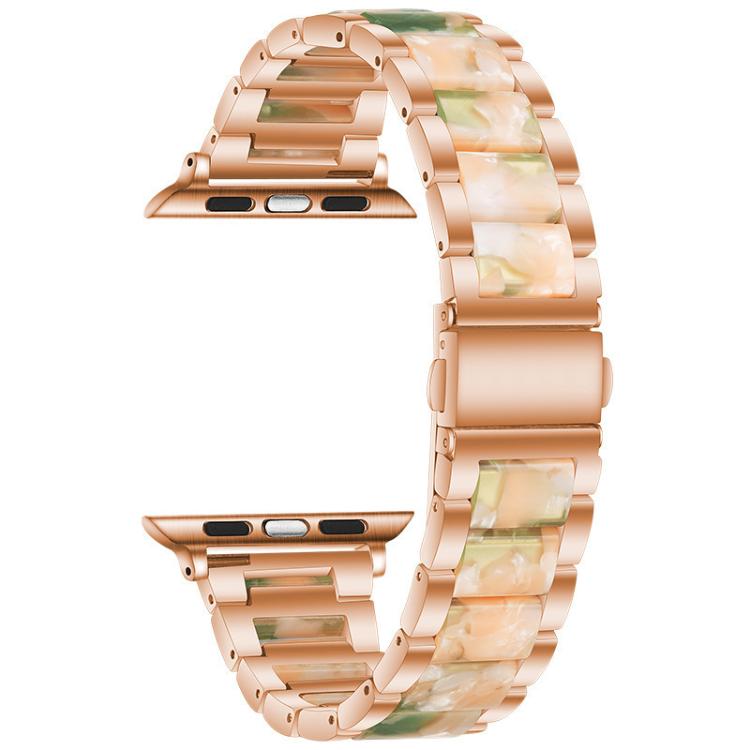 For Apple Watch 42 / 44 / 45 / 46 / 49mm xDfind Three Beads Metal Resin Watch Band