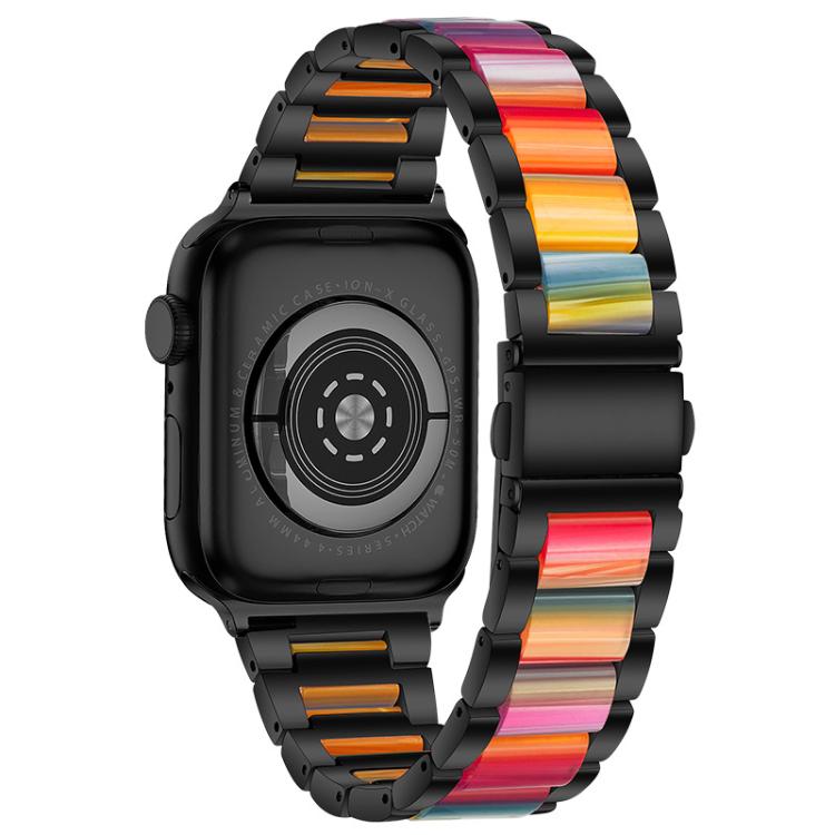 For Apple Watch 42 / 44 / 45 / 46 / 49mm xDfind Three Beads Metal Resin Watch Band