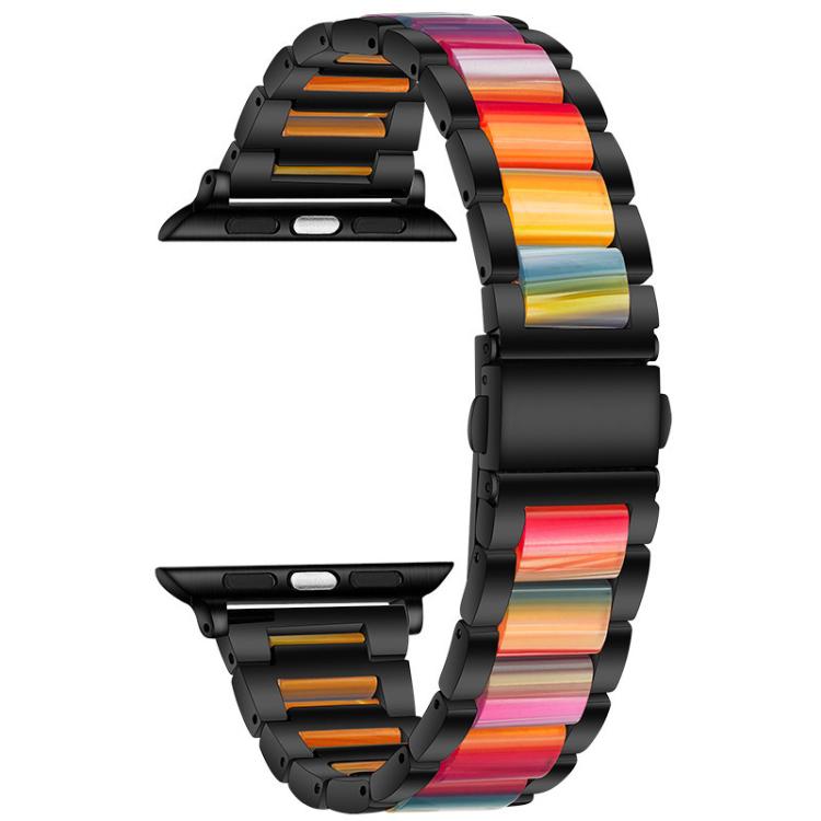 For Apple Watch 42 / 44 / 45 / 46 / 49mm xDfind Three Beads Metal Resin Watch Band