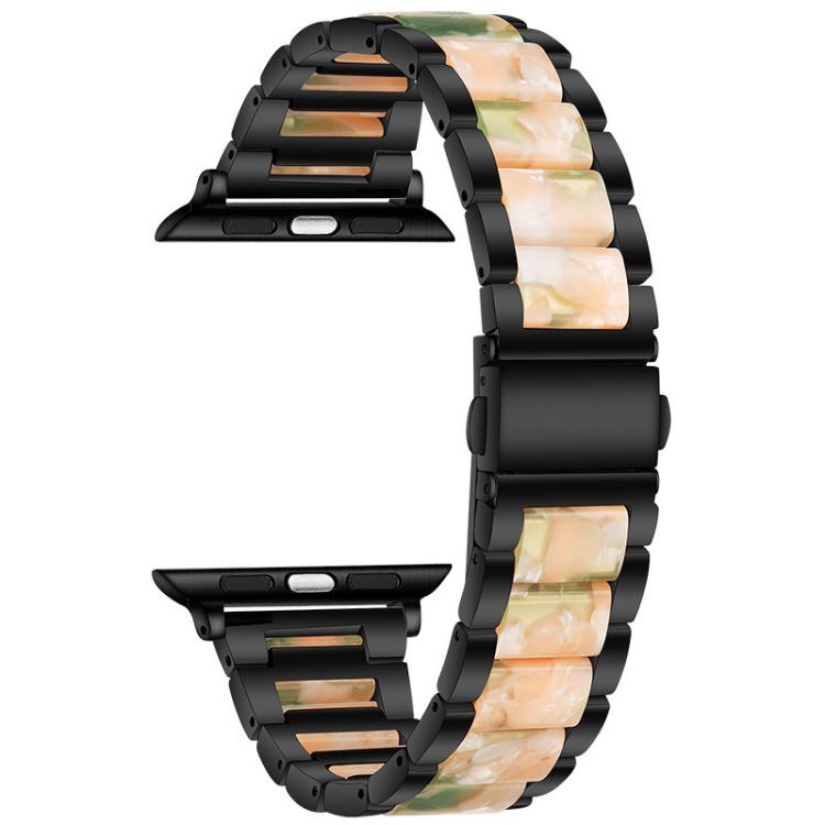 For Apple Watch 42 / 44 / 45 / 46 / 49mm xDfind Three Beads Metal Resin Watch Band