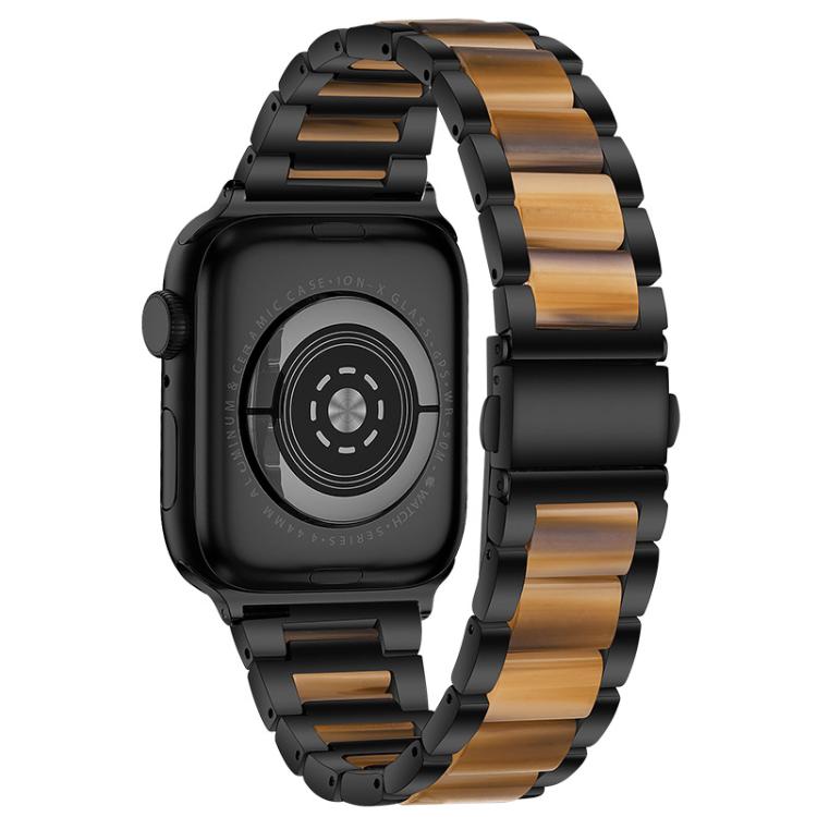 For Apple Watch 42 / 44 / 45 / 46 / 49mm xDfind Three Beads Metal Resin Watch Band