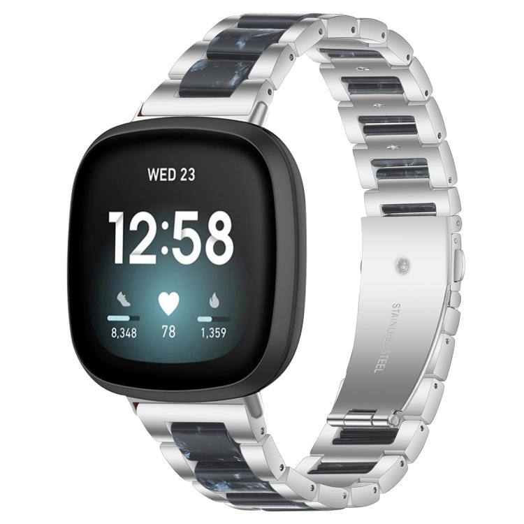For Fitbit Versa 4 / 3 / Sense 2 / Sense xDfind Three Beads Metal Resin Watch Band