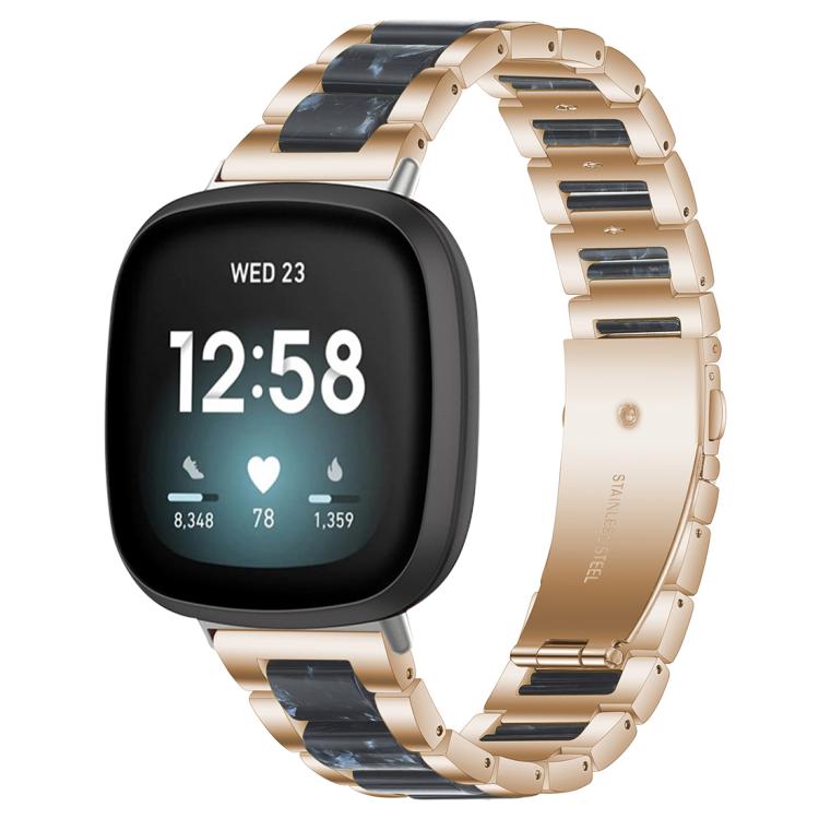 For Fitbit Versa 4 / 3 / Sense 2 / Sense xDfind Three Beads Metal Resin Watch Band