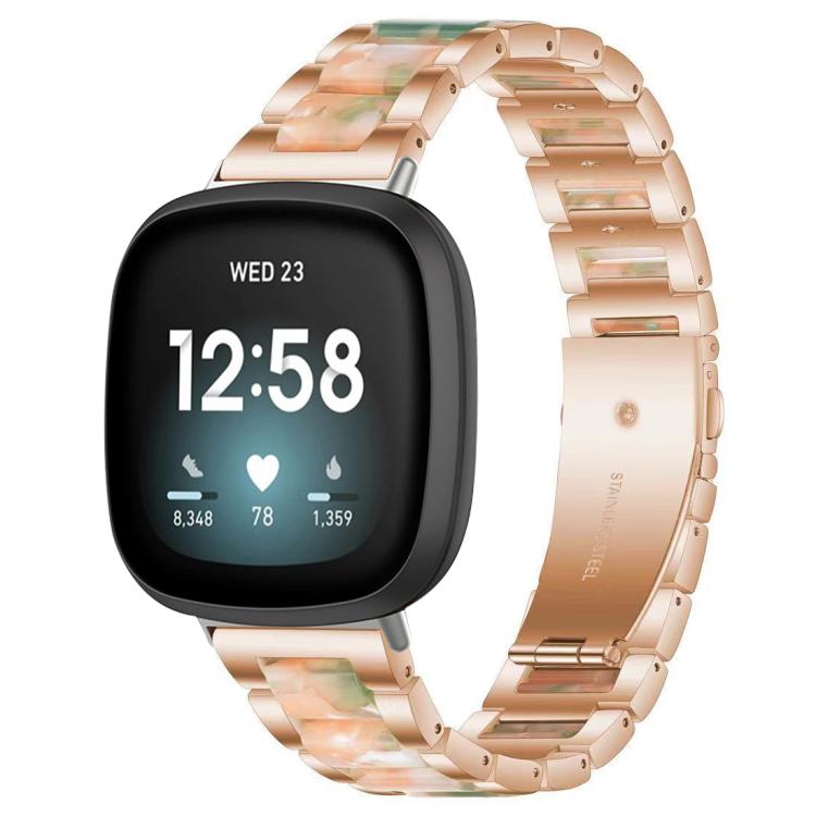 For Fitbit Versa 4 / 3 / Sense 2 / Sense xDfind Three Beads Metal Resin Watch Band
