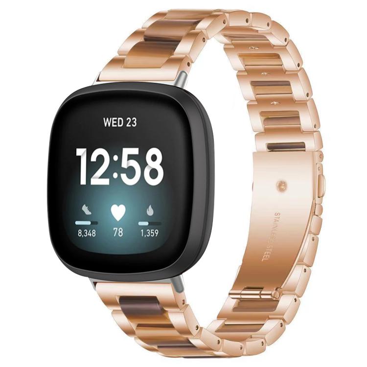 For Fitbit Versa 4 / 3 / Sense 2 / Sense xDfind Three Beads Metal Resin Watch Band