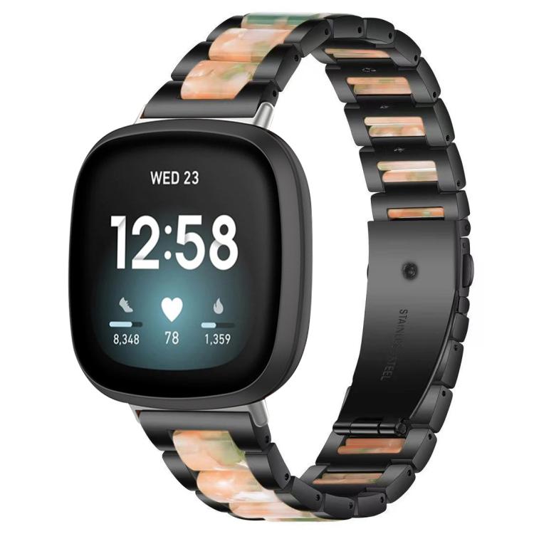 For Fitbit Versa 4 / 3 / Sense 2 / Sense xDfind Three Beads Metal Resin Watch Band