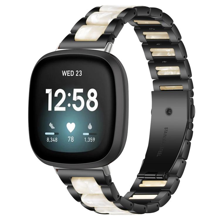 For Fitbit Versa 4 / 3 / Sense 2 / Sense xDfind Three Beads Metal Resin Watch Band