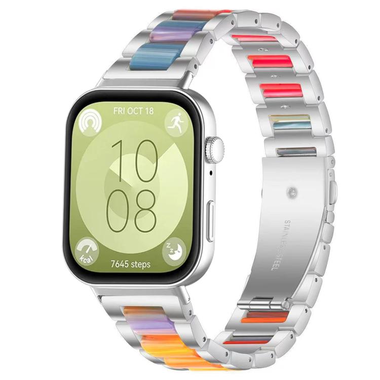 For Huawei Watch Fit4 / Fit4 Pro / Fit3 xDfind Three Beads Metal Resin Watch Band